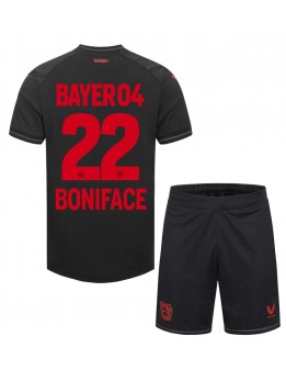 Bayer Leverkusen Victor Boniface #22 Heimtrikotsatz für Kinder 2023-24 Kurzarm (+ Kurze Hosen)